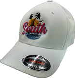 South Beach Hat – Flex Fit, Fitted Hat, with Block Lettering by Pats Hats White